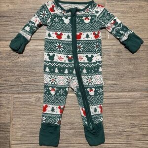 Little Sleepies Disney Mickey Christmas Fair Isle Zippy Bamboo Size Newborn